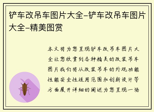 铲车改吊车图片大全-铲车改吊车图片大全-精美图赏